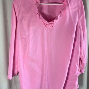 Crown & Ivy Pink Ruffled Women's Top Size 0X EPC